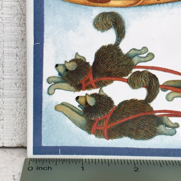 Alaska Inuit Dog Sled Ceramic Tile Barbara Lavallee 5.75" Wall Hanging Decor - Picture 6 of 7